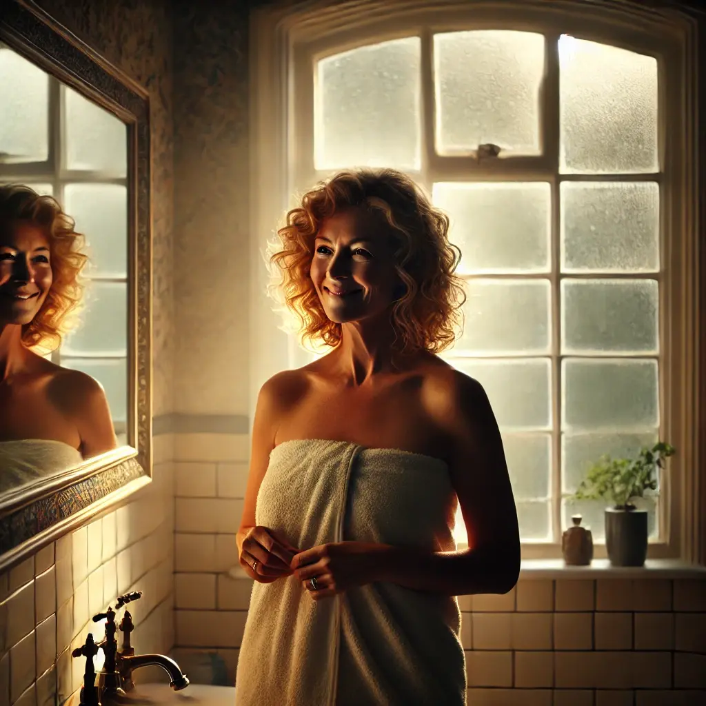 Claras im Badezimmer